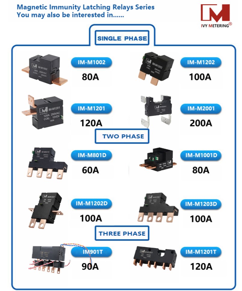 IM-M1002 UC3 IEC62053-23 80A 230VAC Coil 12V Inbuilt Shunt Anti-magnetic Latch Relay for 1 Phase Meter