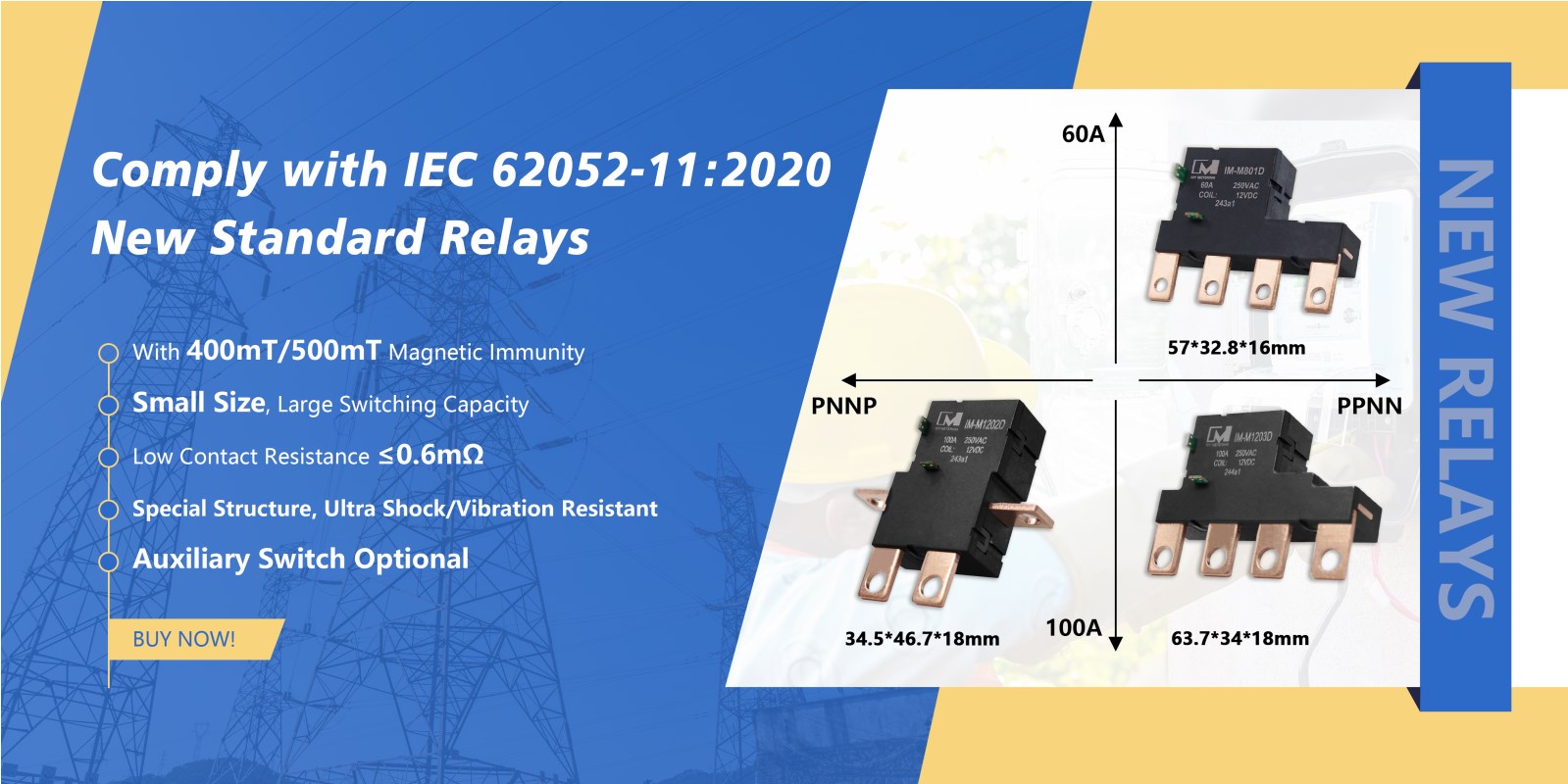 IM-M801D IEC62053-21 IEC62052-11 60A 220VAC Remote On Off 2 Phase Relay with Magnetic Immunity