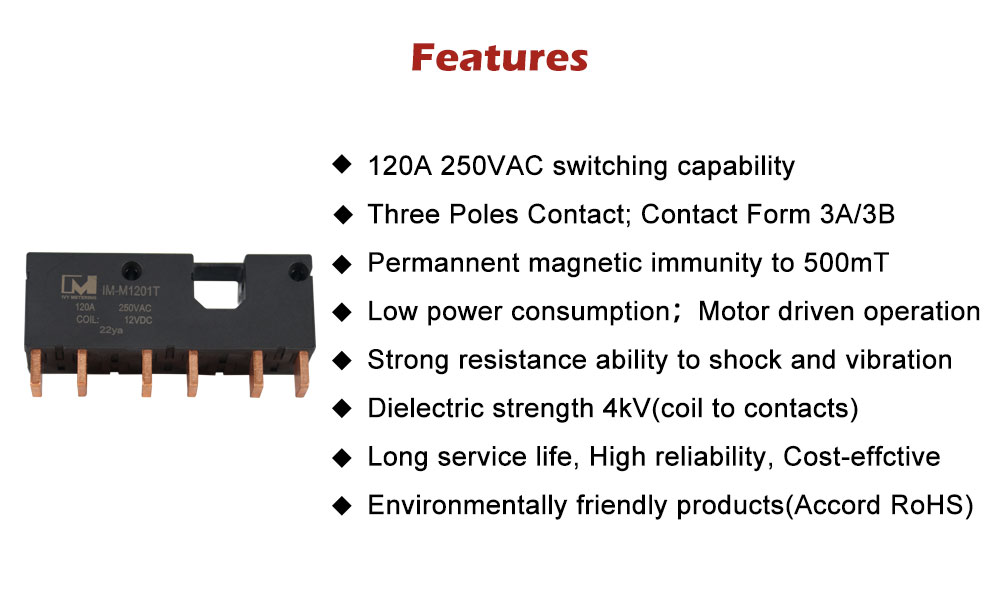 IM-M1201T IEC62052-11:2020 120A 12V UC3 3 Phase Meter Latching Relay with Magnetic Immunity CT