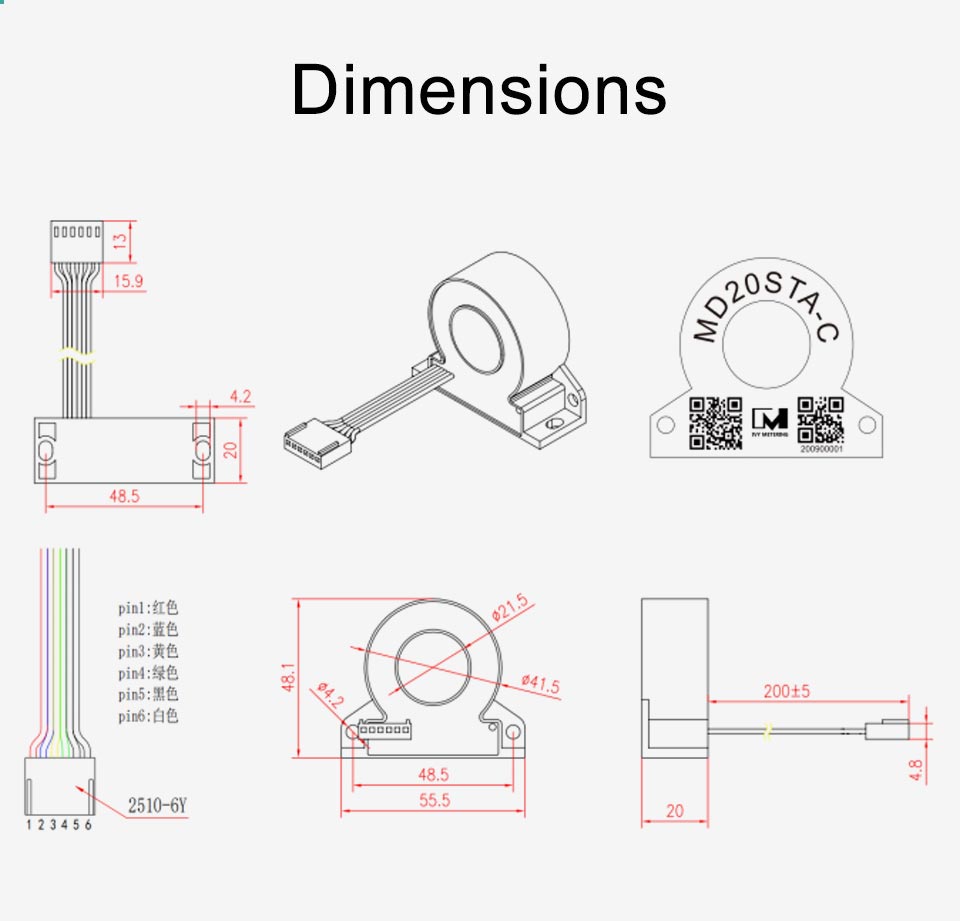 MD20STA-C UL2231-2 CCID20 RCD AC 20mA DC 56.56mA Leakage Protection RCMU Sensor for EV Charger