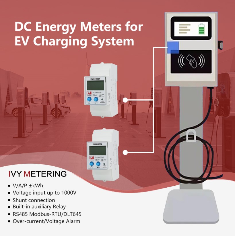 EM619001 Eichrecht 1Phase RS485 Modbus 1000VDC Bidirectional DC Energy Meters for EV Charging Station