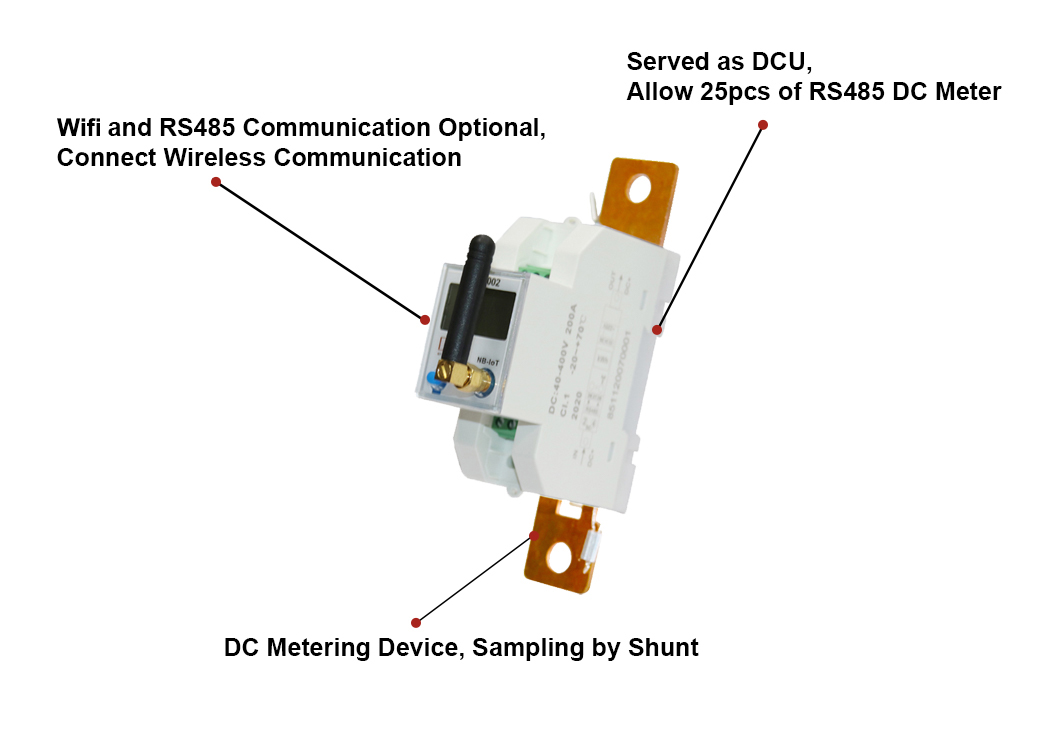 EM613002 Din Rail RS485 Wifi 48V Solar Battery Monitoring DC Energy Meter for Photovoltaic System