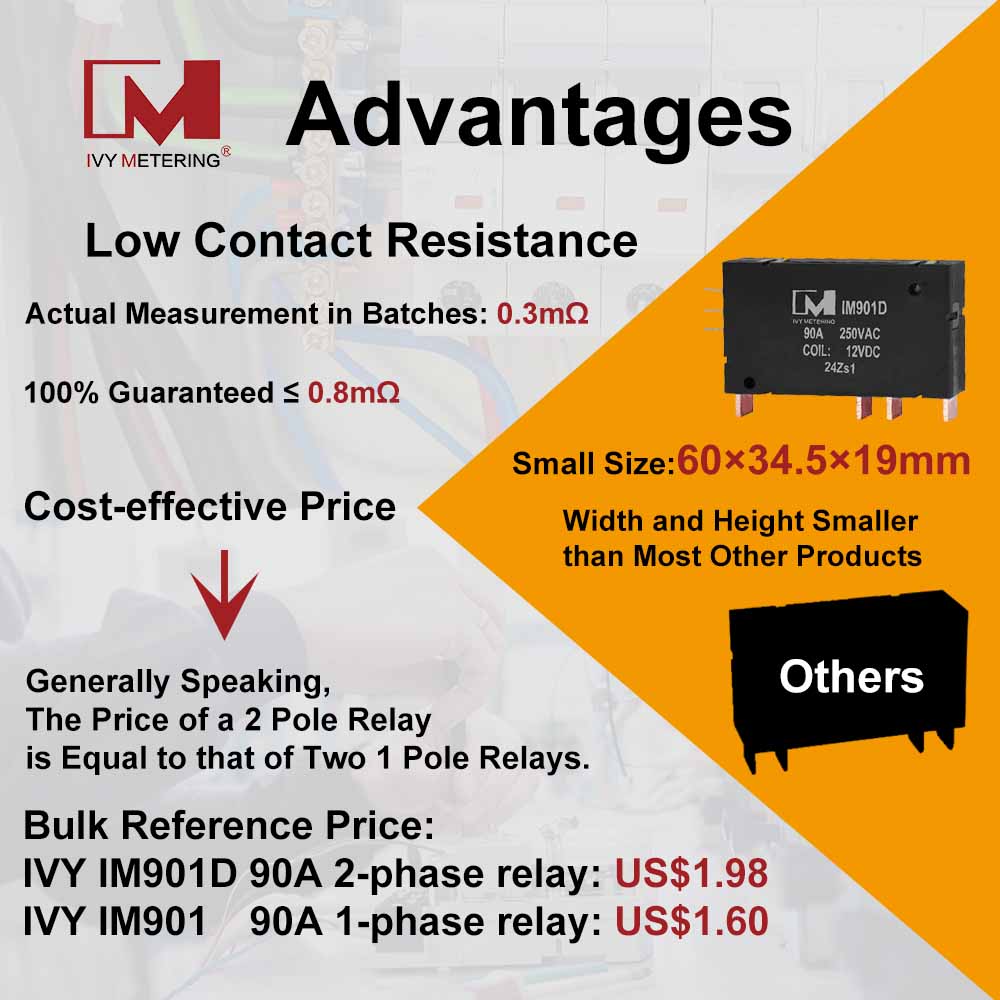 IM901D UC2/UC3 80A 90A Coil 12VDC Magnetic Switch Dual Phase Latching Relay with CT Shunt